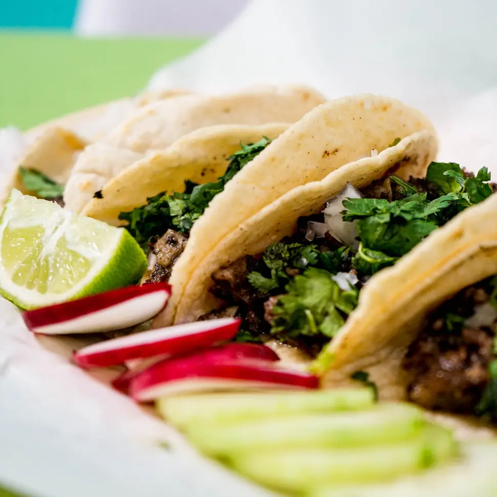 Tacos with Lime and Garnishes